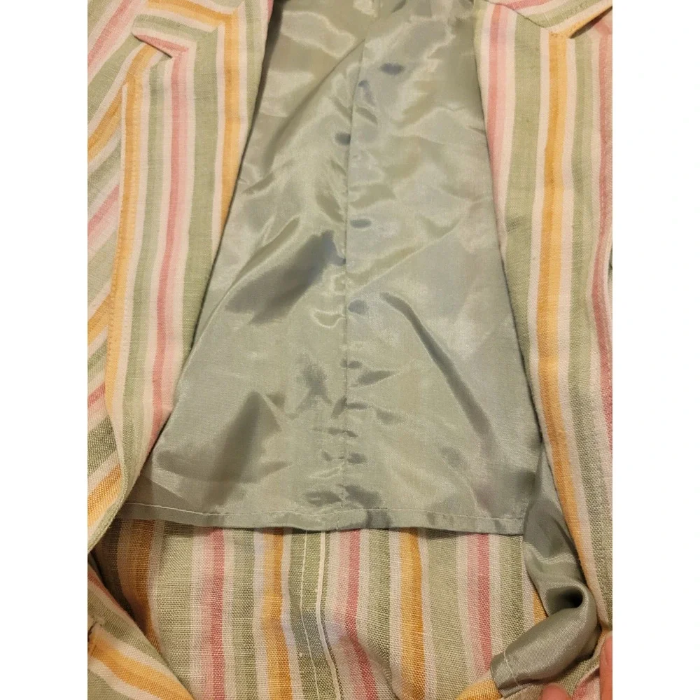 Liz Sport Multicolor Striped‎ Linen Blend Long Sleeve Blazer Women's Size 6
